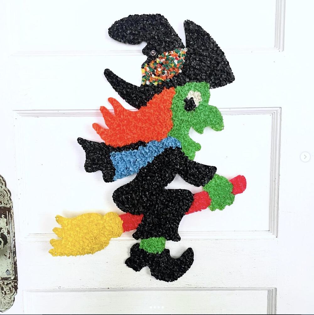 Vintage Halloween Witch Melted Popcorn Plastic Decoration